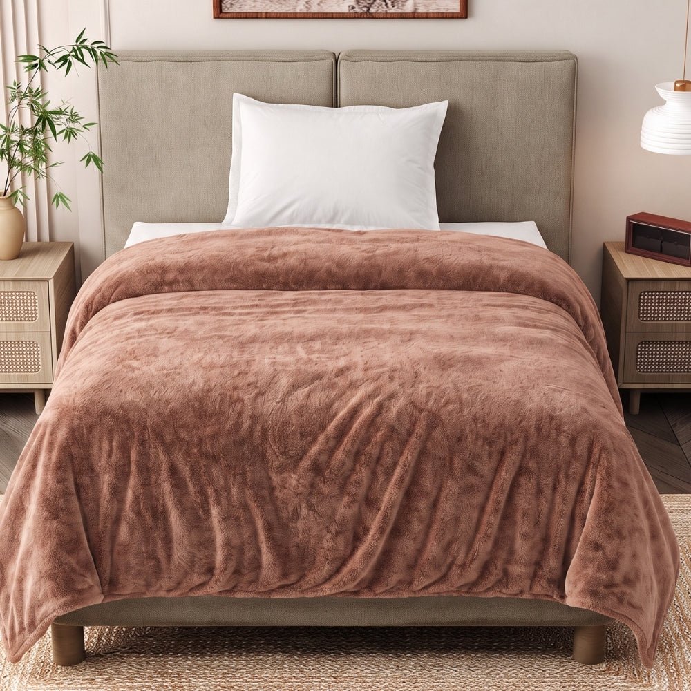 Soft Embrace Cozy Winter Flannel Blanket, Mocha - Flannel Blanket | haus & kinder