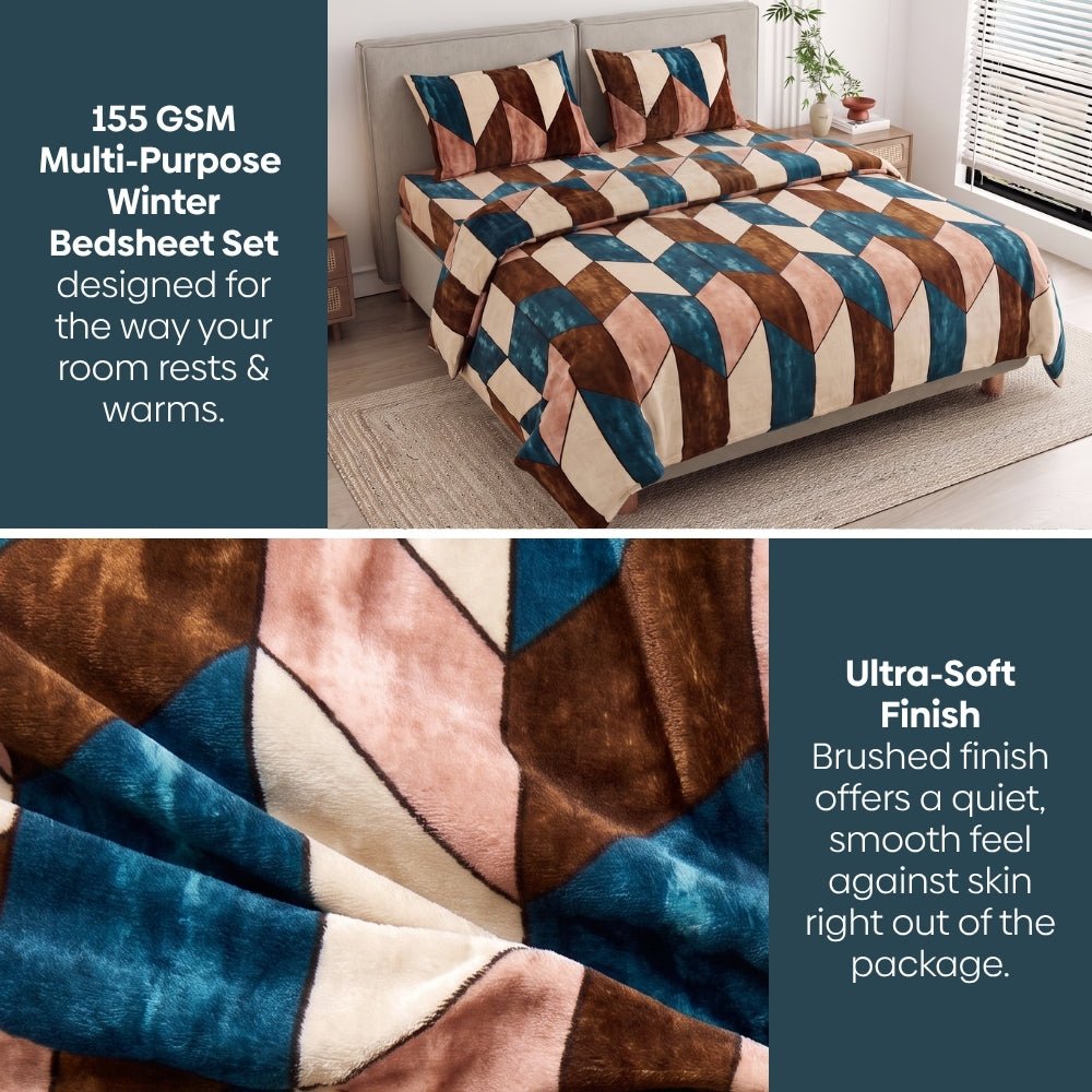 Soft Embrace Winter Bedsheet, Geometric Retreat - Winter Bedsheet | haus & kinder