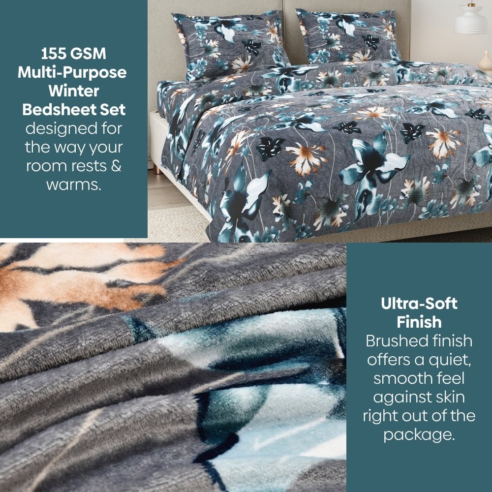 Soft Embrace Winter Bedsheet, Silver Meadow - Winter Bedsheet | haus & kinder