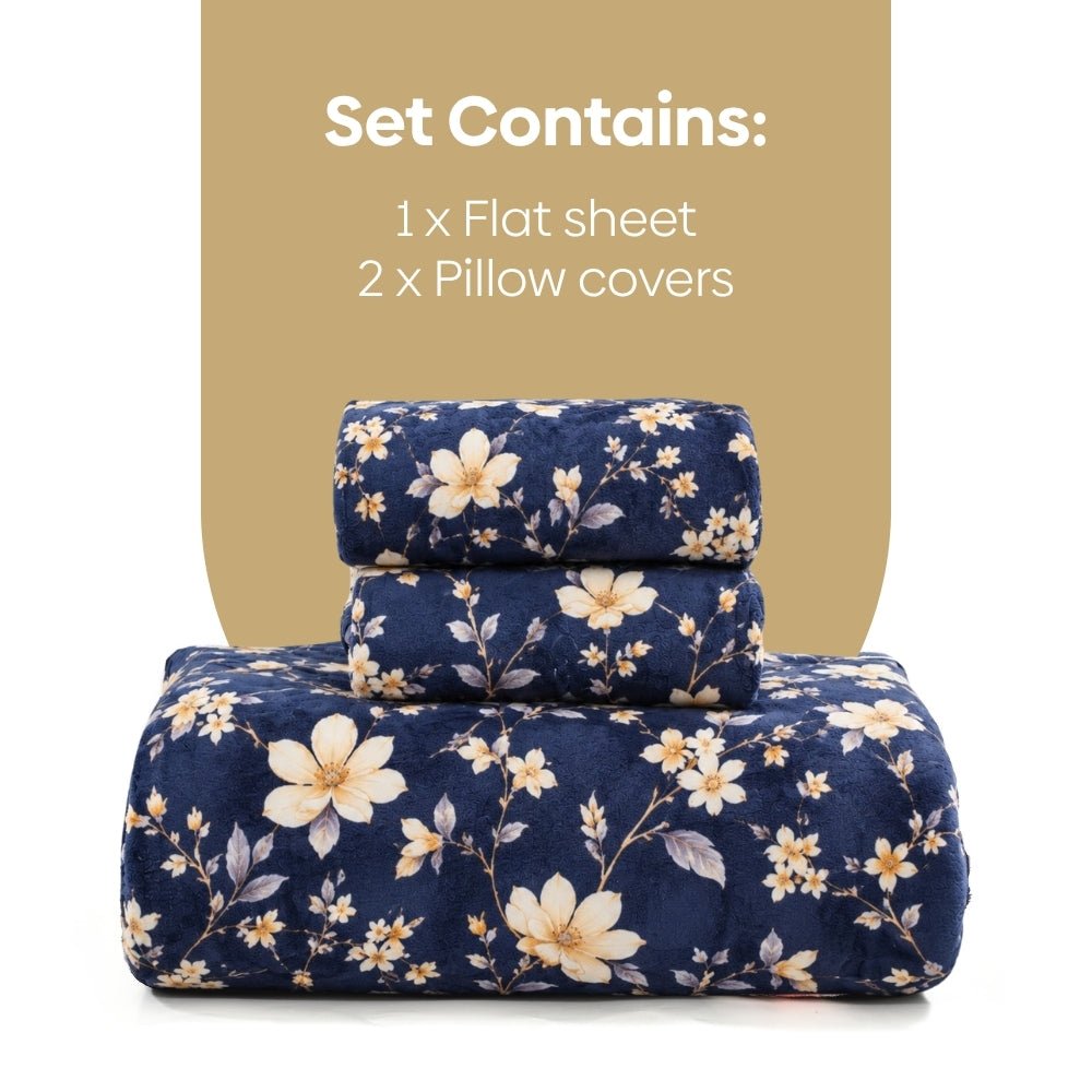 Soft Embrace Winter Bedsheet, Midnight Petals - Winter Bedsheet | haus & kinder