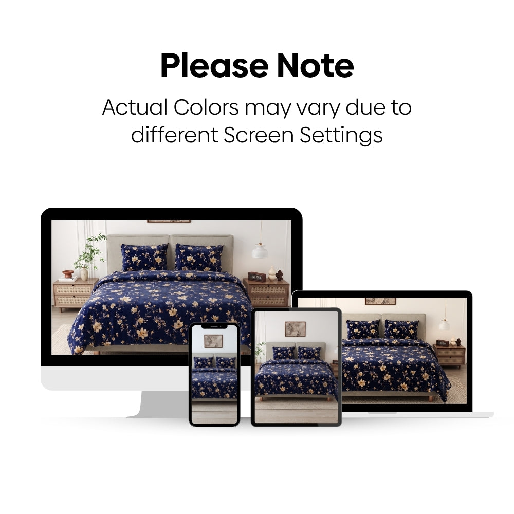 Soft Embrace Winter Bedsheet, Midnight Petals