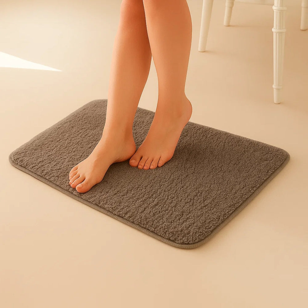 Plush Microfiber Solid Bathmat, Beige