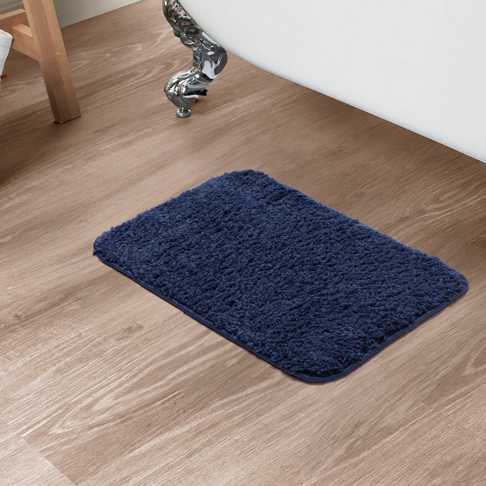 Plush Microfiber Solid Bathmat, Dark Blue