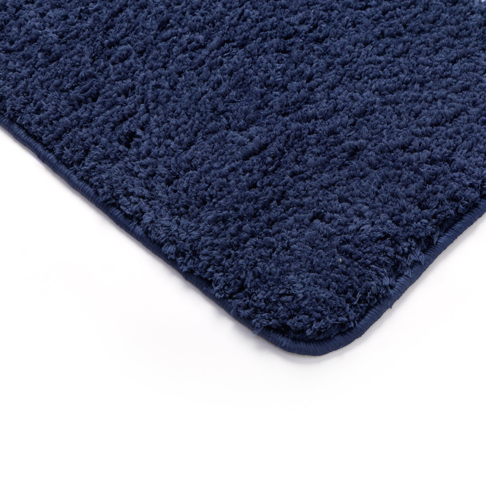 Plush Microfiber Solid Bathmat, Dark Blue