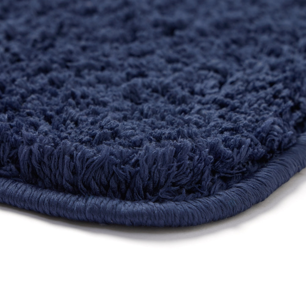 Plush Microfiber Solid Bathmat, Dark Blue
