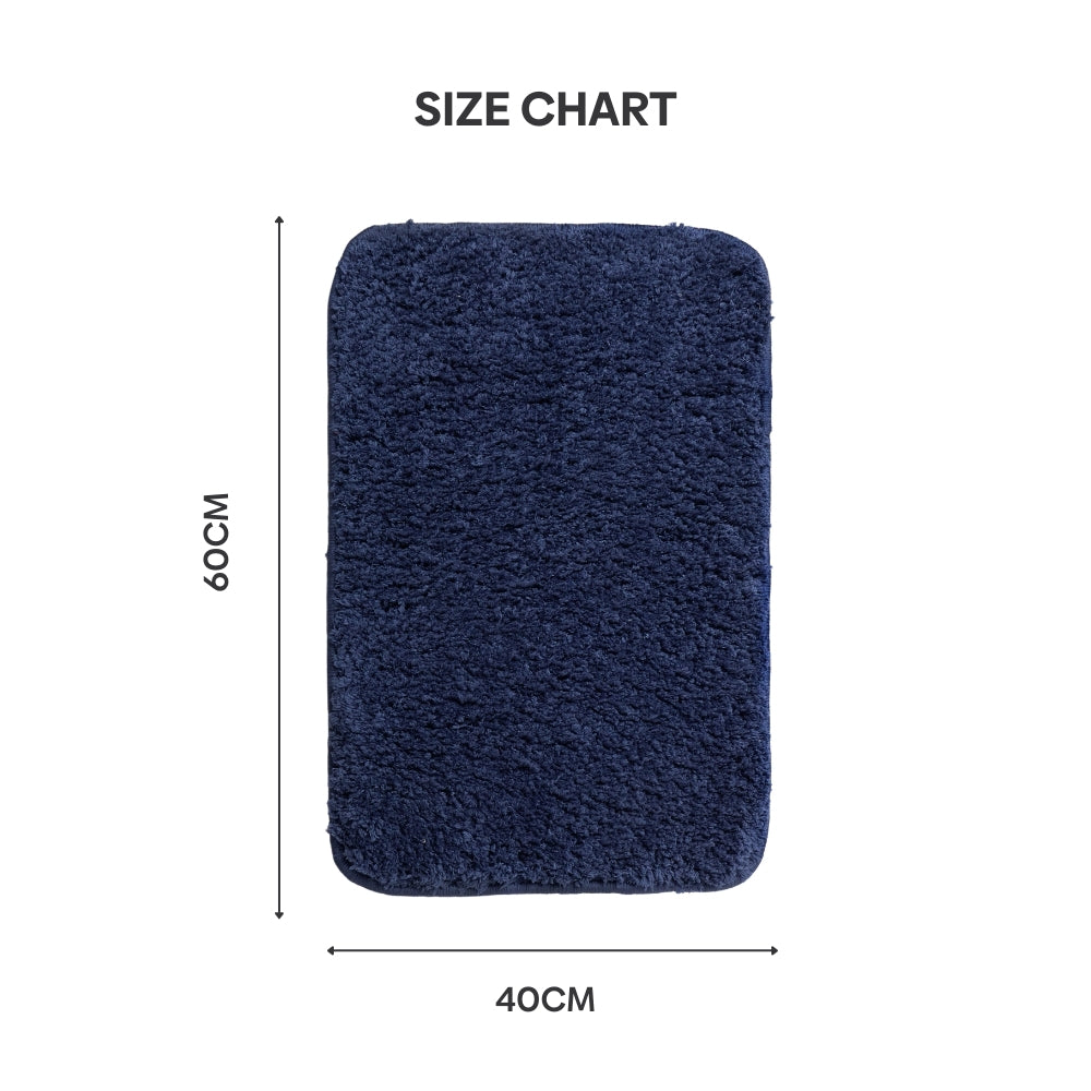 Plush Microfiber Solid Bathmat, Dark Blue