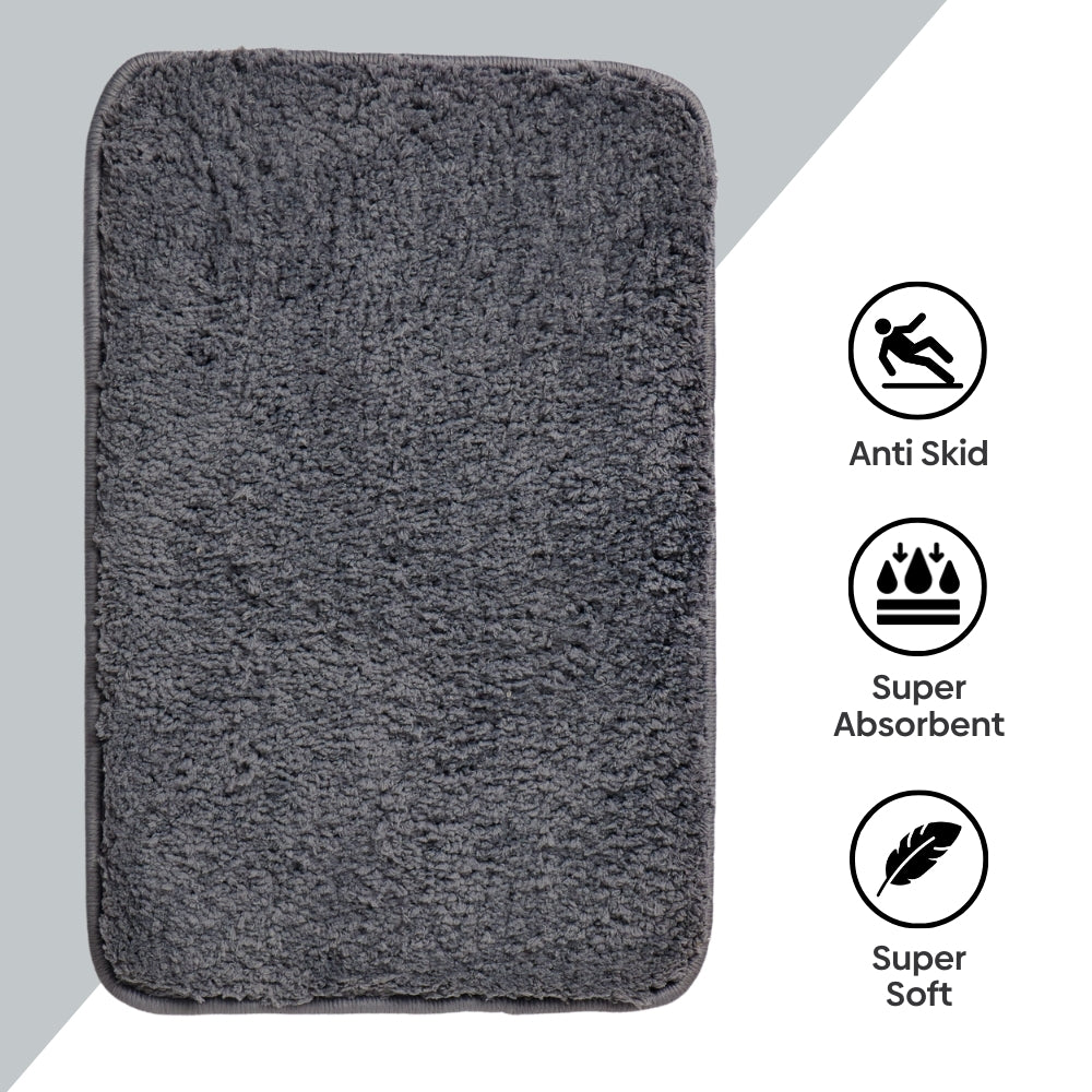 Plush Microfiber Solid Bathmat, Grey
