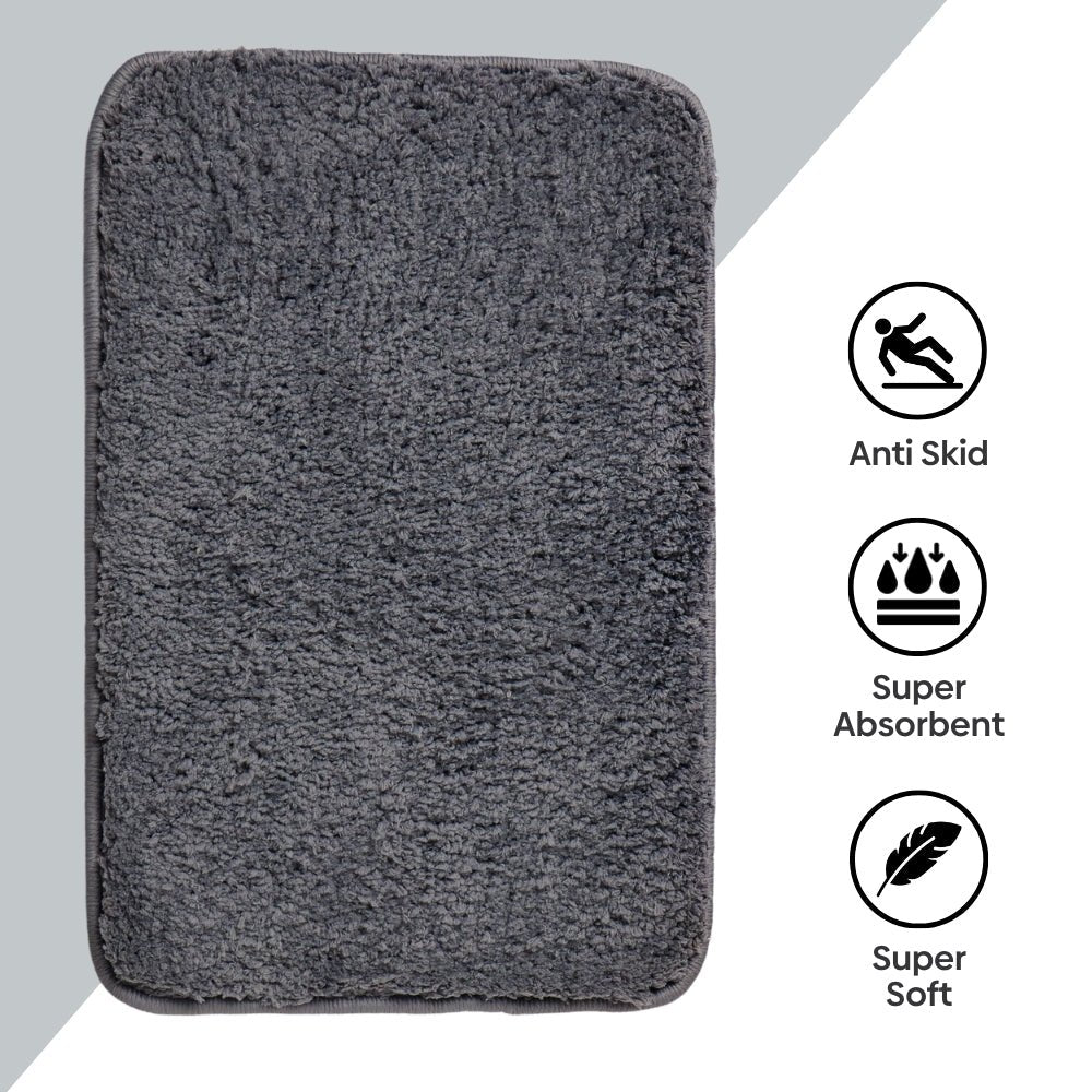 Plush Microfiber Solid Bathmat, Grey - Bathmat | haus & kinder