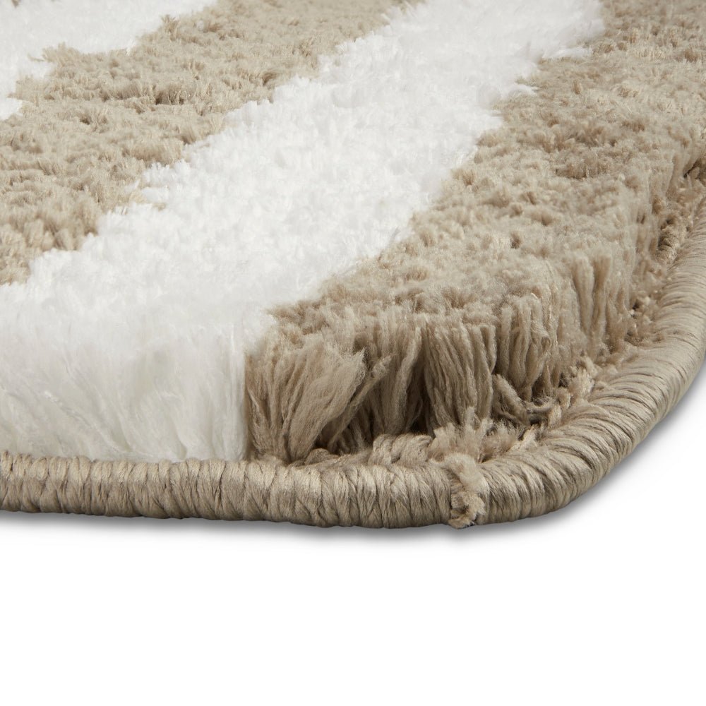 Plush Microfiber Stripe Bathmat, Beige - Bathmat | haus & kinder