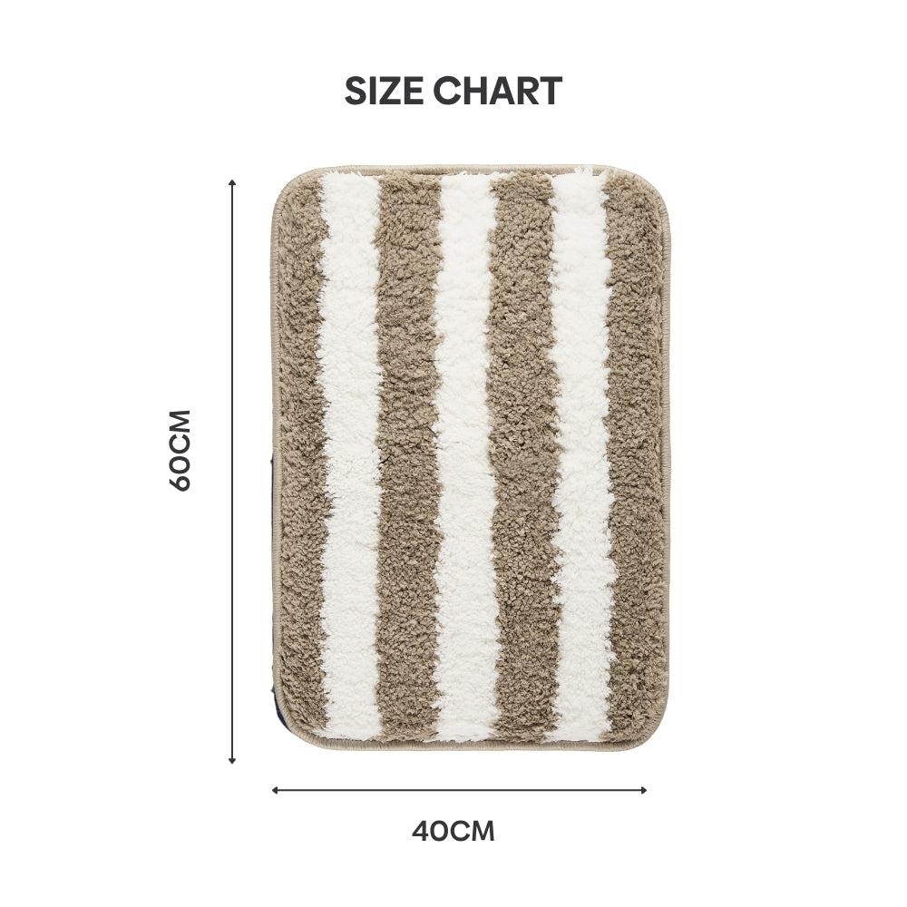 Plush Microfiber Stripe Bathmat, Beige