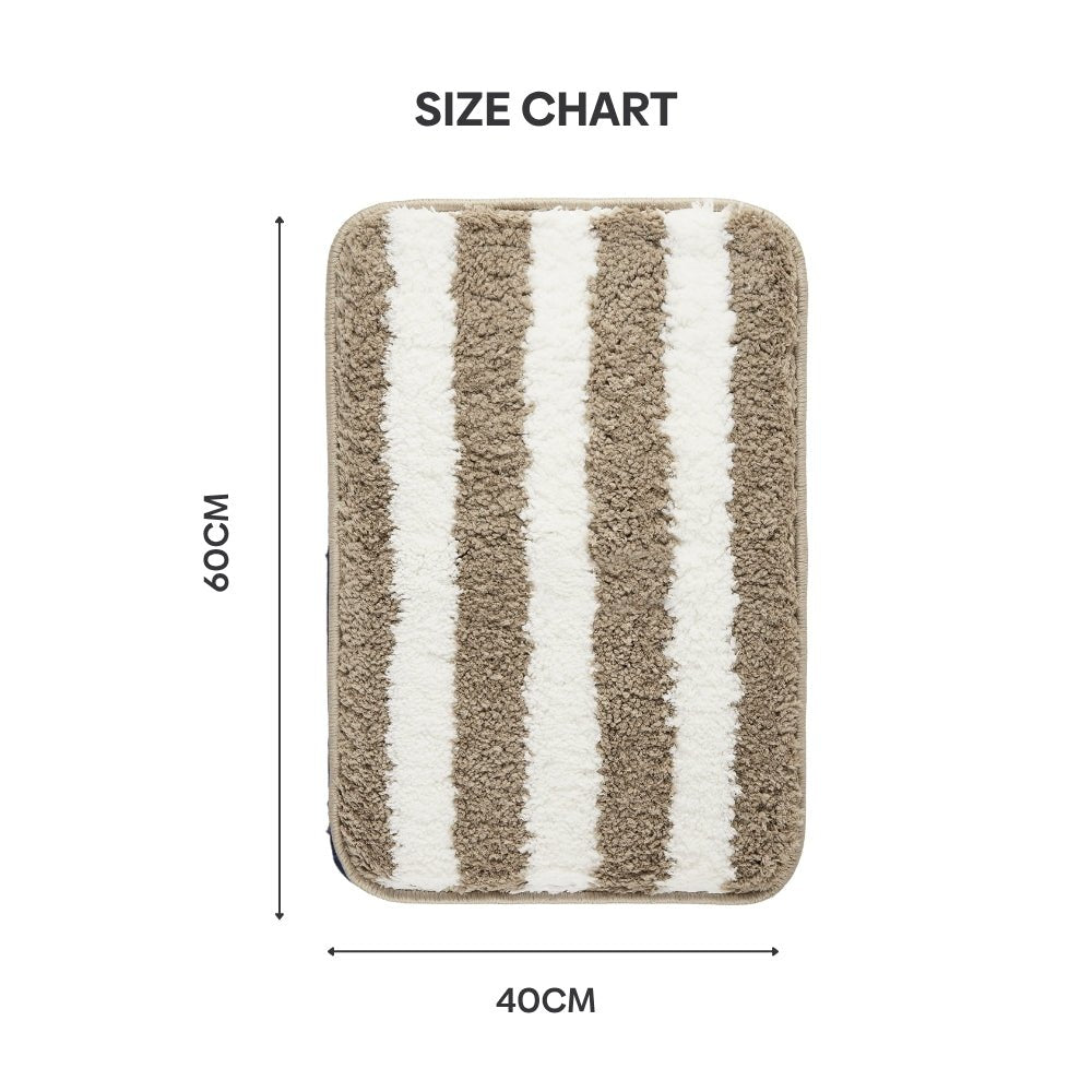 Plush Microfiber Stripe Bathmat, Beige - Bathmat | haus & kinder