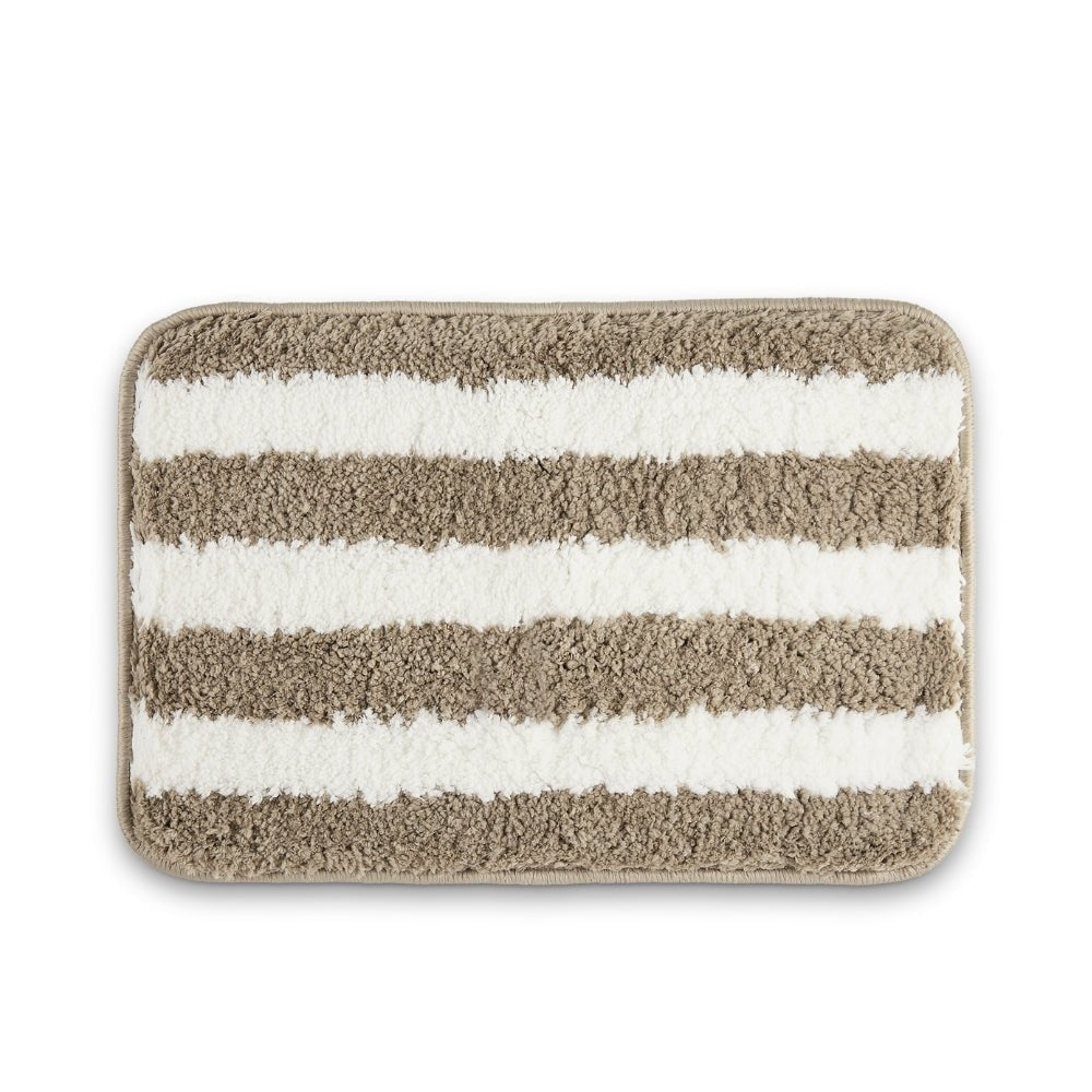 Plush Microfiber Stripe Bathmat, Beige - Bathmat | haus & kinder