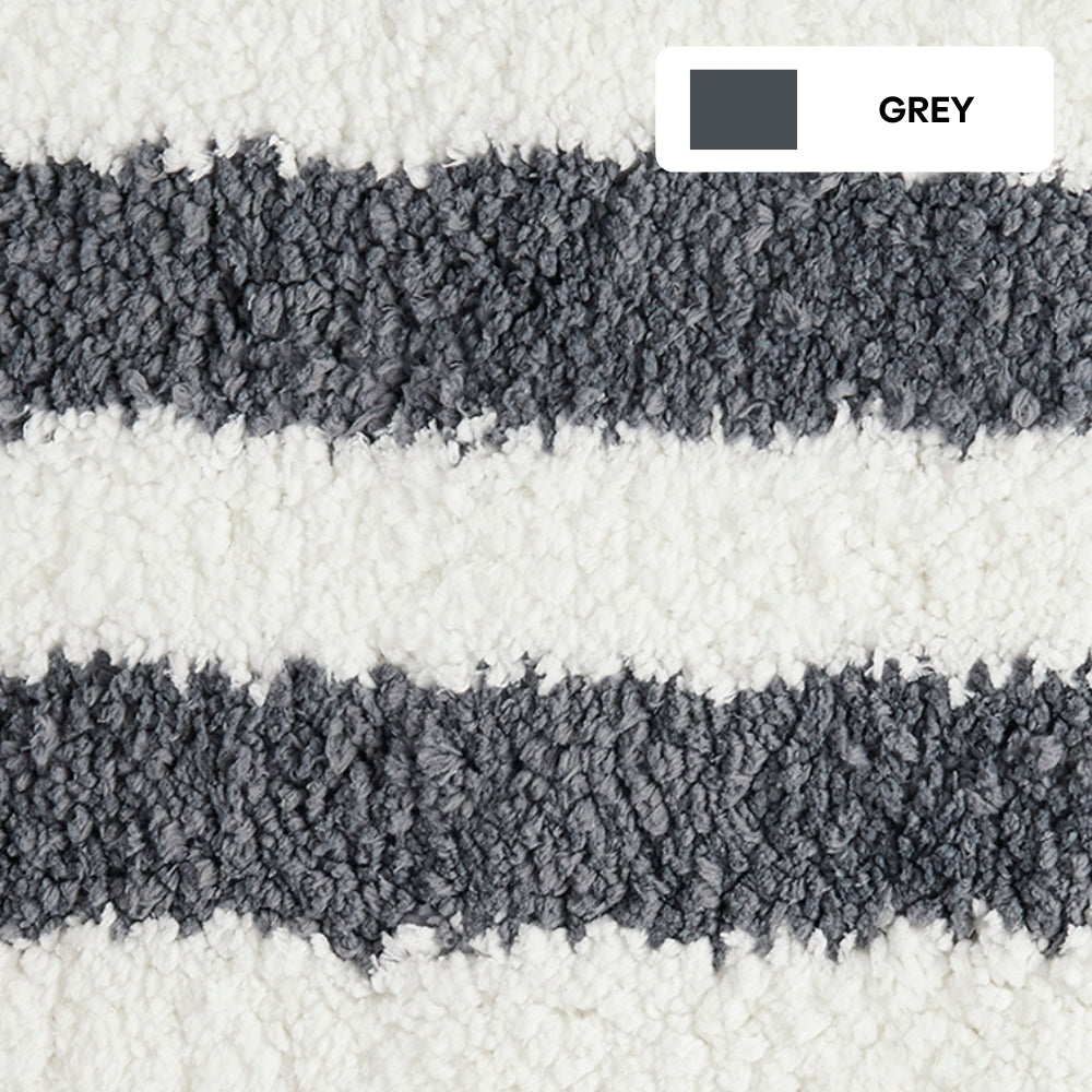 Plush Microfiber Stripe Bathmat, Grey