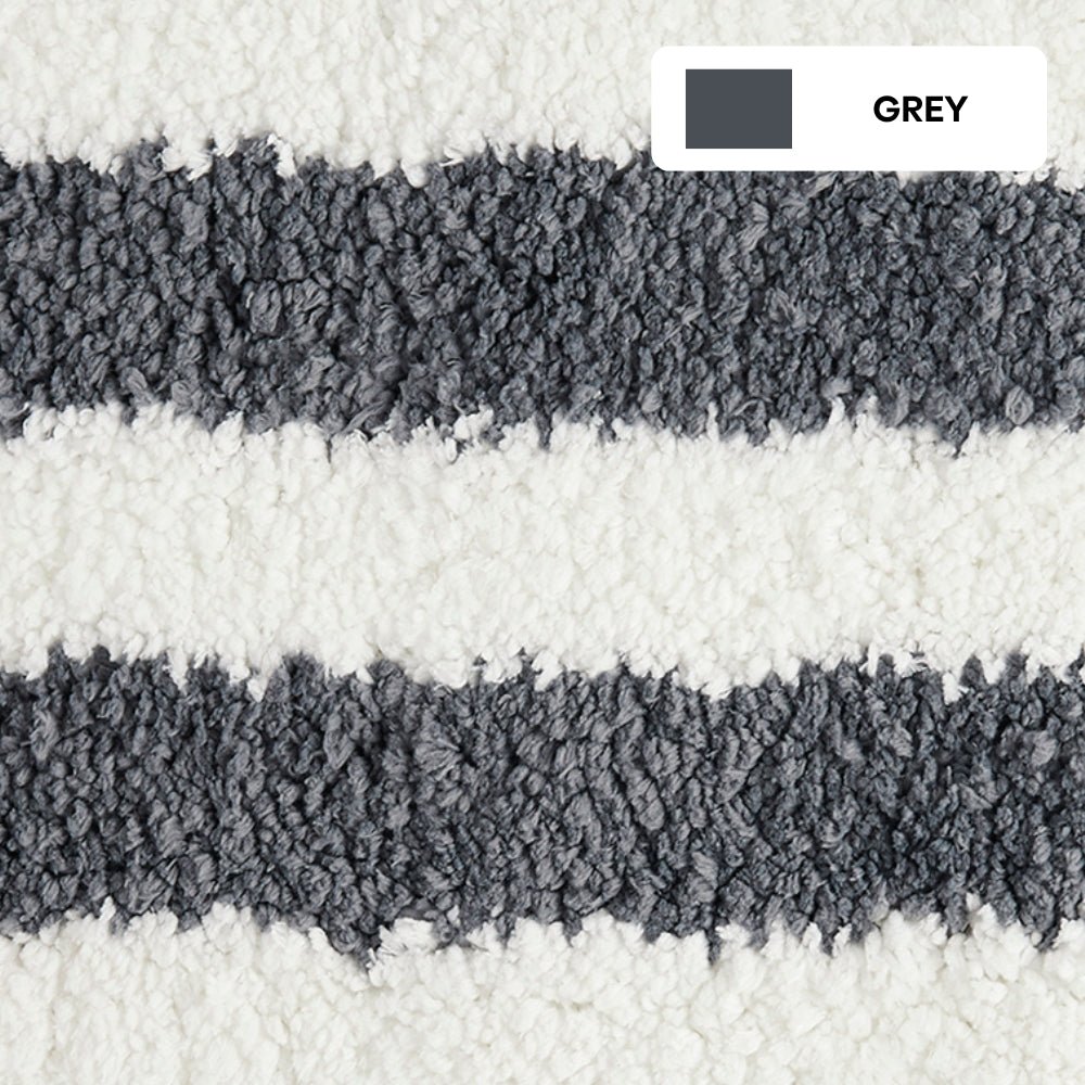 Plush Microfiber Stripe Bathmat, Grey - Bathmat | haus & kinder