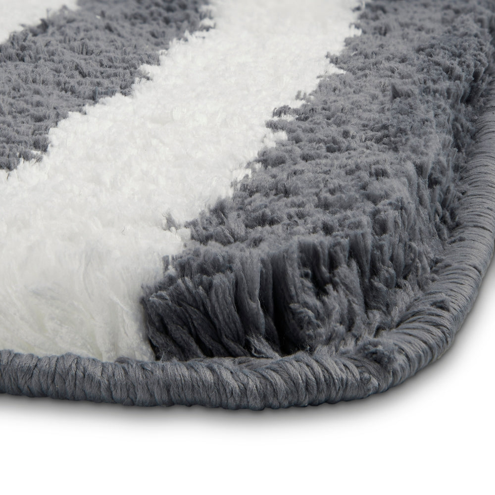 Plush Microfiber Stripe Bathmat, Grey