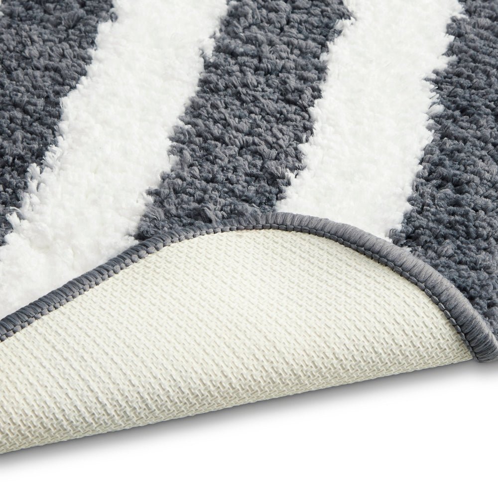 Plush Microfiber Stripe Bathmat, Grey - Bathmat | haus & kinder