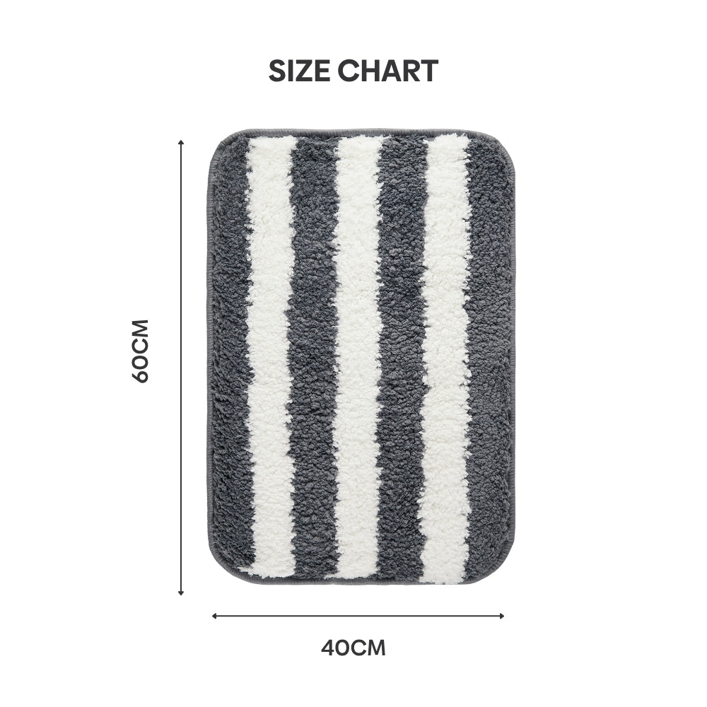 Plush Microfiber Stripe Bathmat, Grey