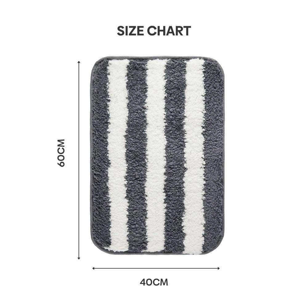 Plush Microfiber Stripe Bathmat, Grey - Bathmat | haus & kinder