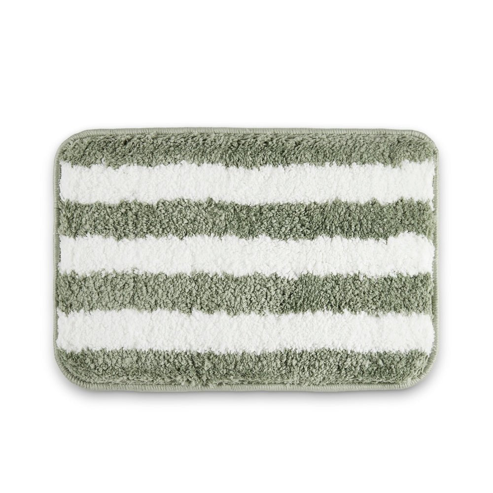 Plush Microfiber Stripe Bathmat, Sage Green - Bathmat | haus & kinder