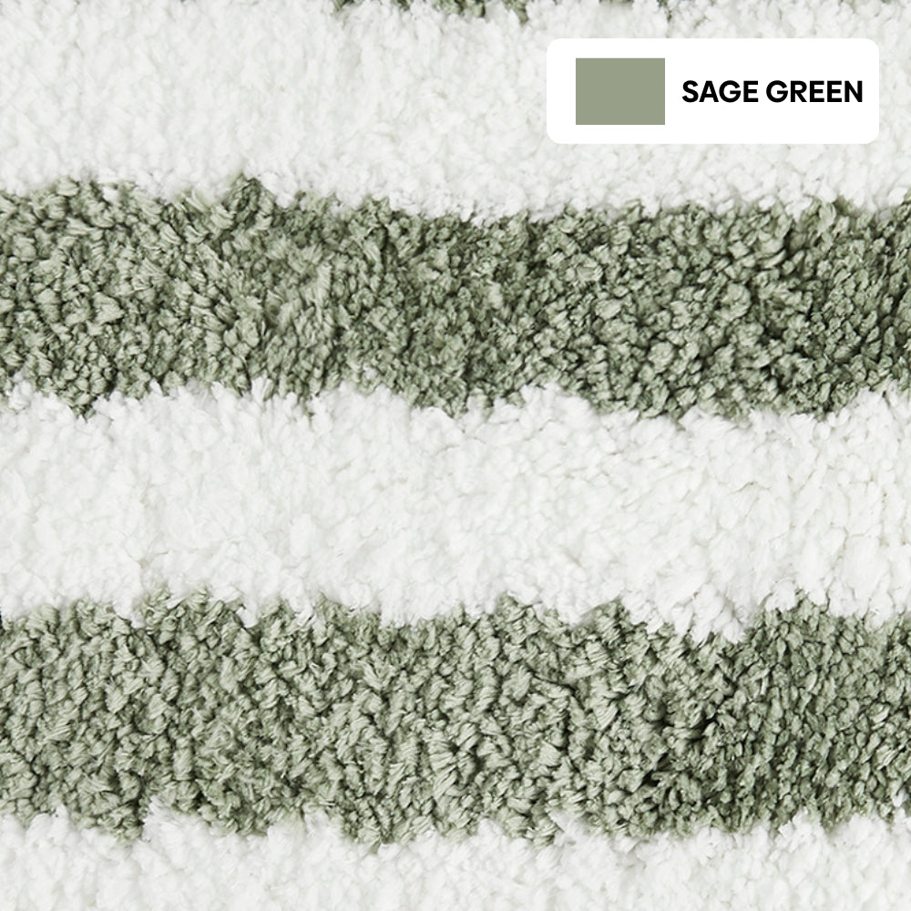 Plush Microfiber Stripe Bathmat, Sage Green