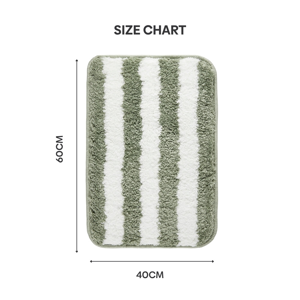 Plush Microfiber Stripe Bathmat, Sage Green