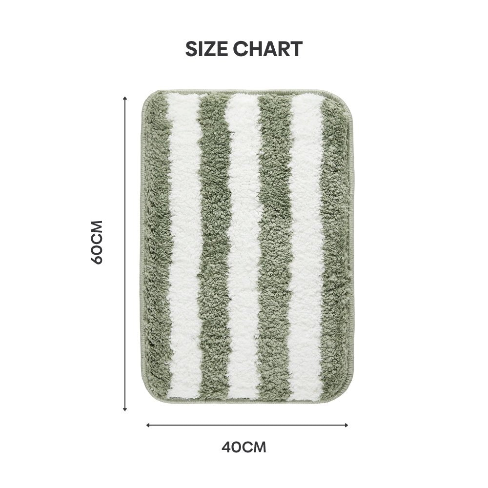 Plush Microfiber Stripe Bathmat, Sage Green - Bathmat | haus & kinder