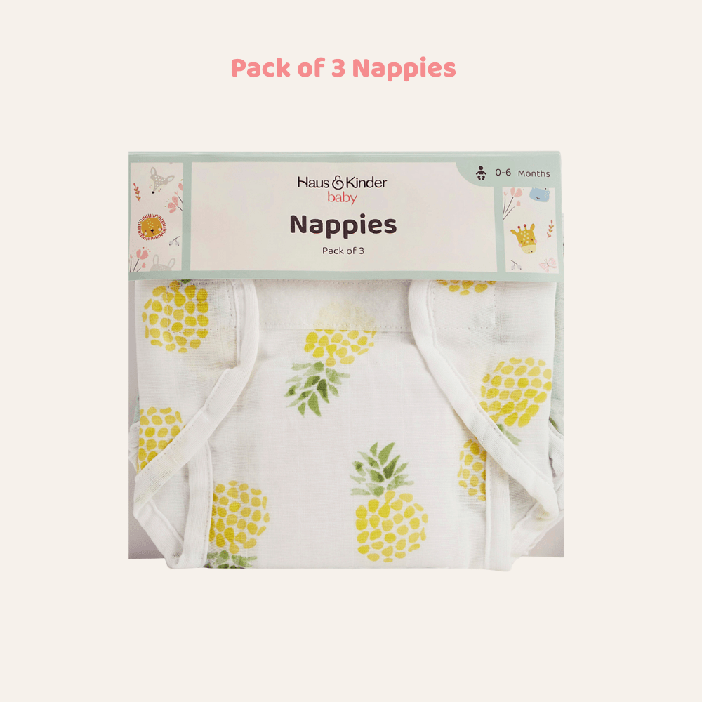 Tropical Twist 100% Cotton Pack of 3 Nappies - Baby Essentials | haus & kinder