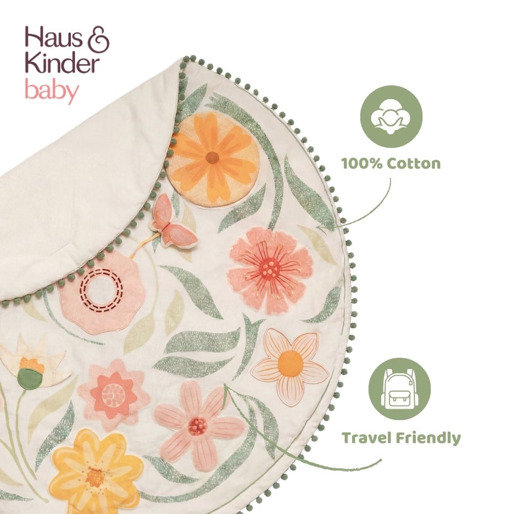 Buttercup Bloom 100% Cotton poplin Baby Activity Mat 0- 2 years - Play Mat | haus & kinder