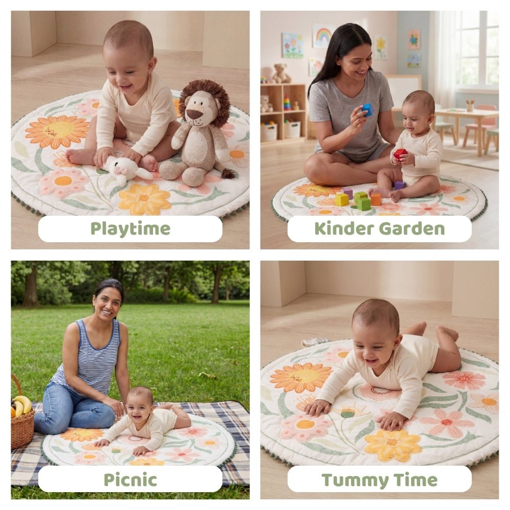 Buttercup Bloom 100% Cotton poplin Baby Activity Mat 0- 2 years - Play Mat | haus & kinder