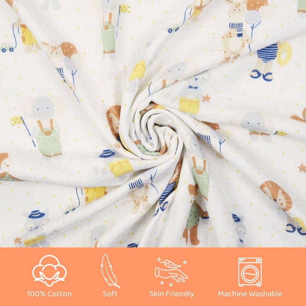 Jungle Party 100% Cotton Muslin Reversible Blanket for New Born Baby - Blanket | haus & kinder