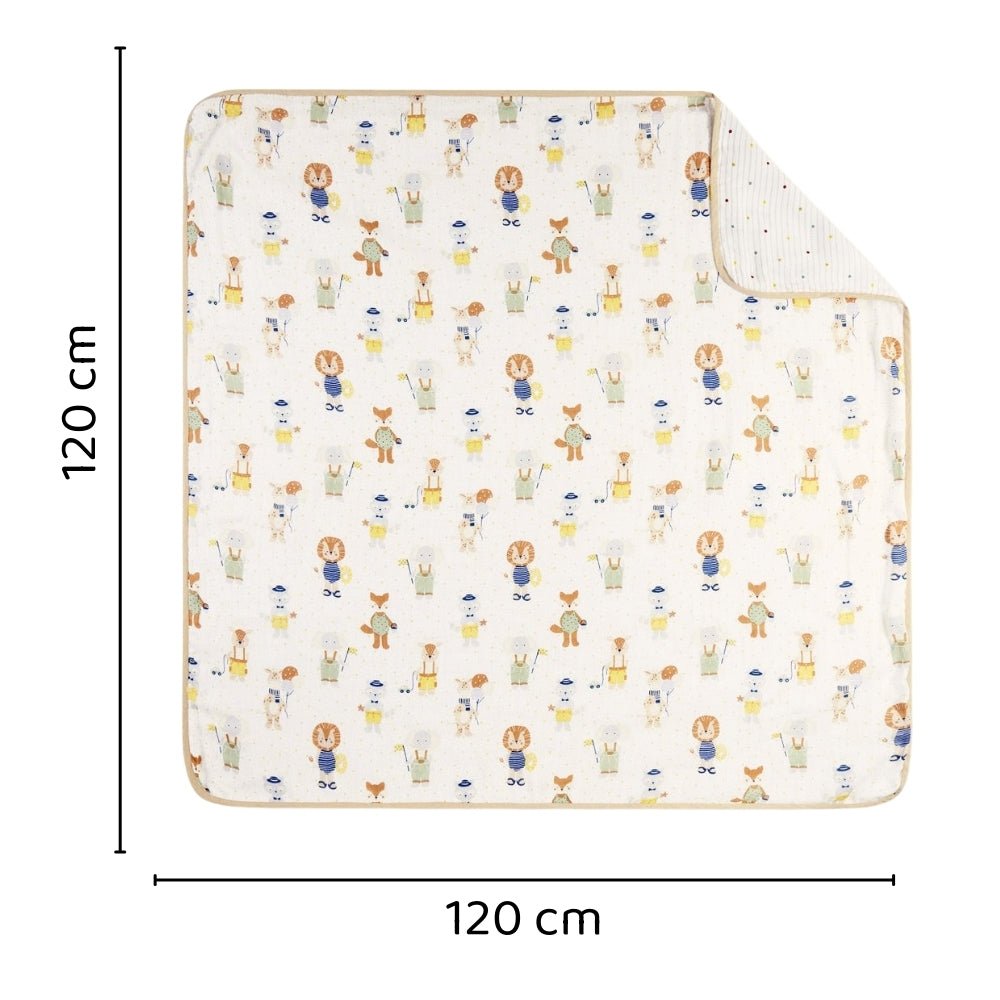 Jungle Party 100% Cotton Muslin Reversible Blanket for New Born Baby - Blanket | haus & kinder