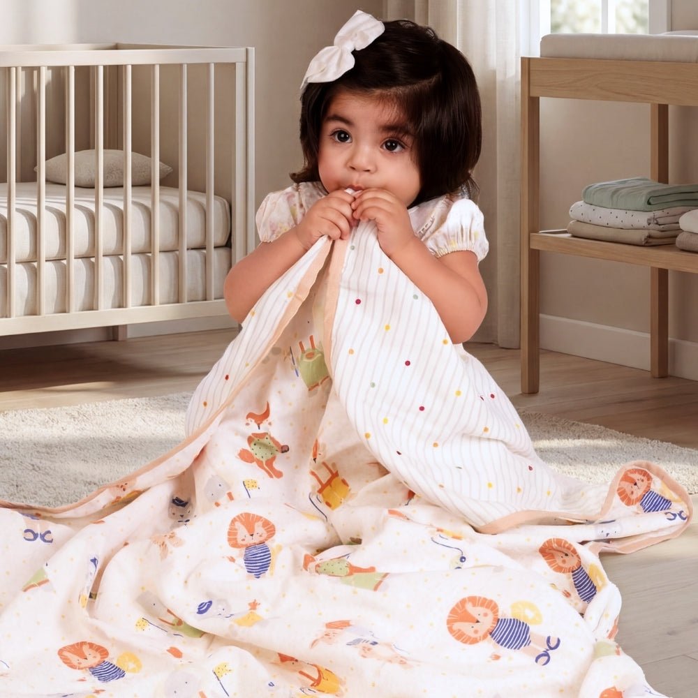 Jungle Party 100% Cotton Muslin Reversible Blanket for New Born Baby - Blanket | haus & kinder