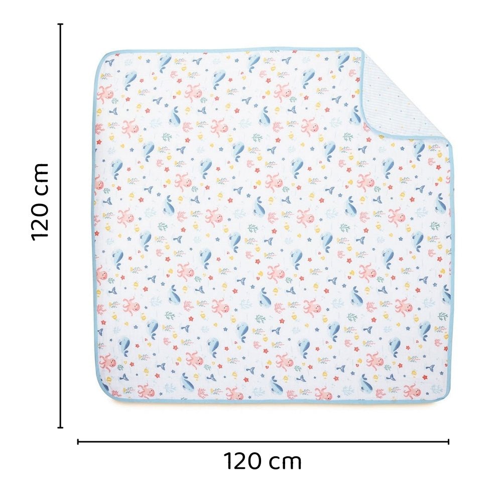 Vitamin Sea 100% Cotton Muslin Reversible Blanket for New Born Baby - Blanket | haus & kinder