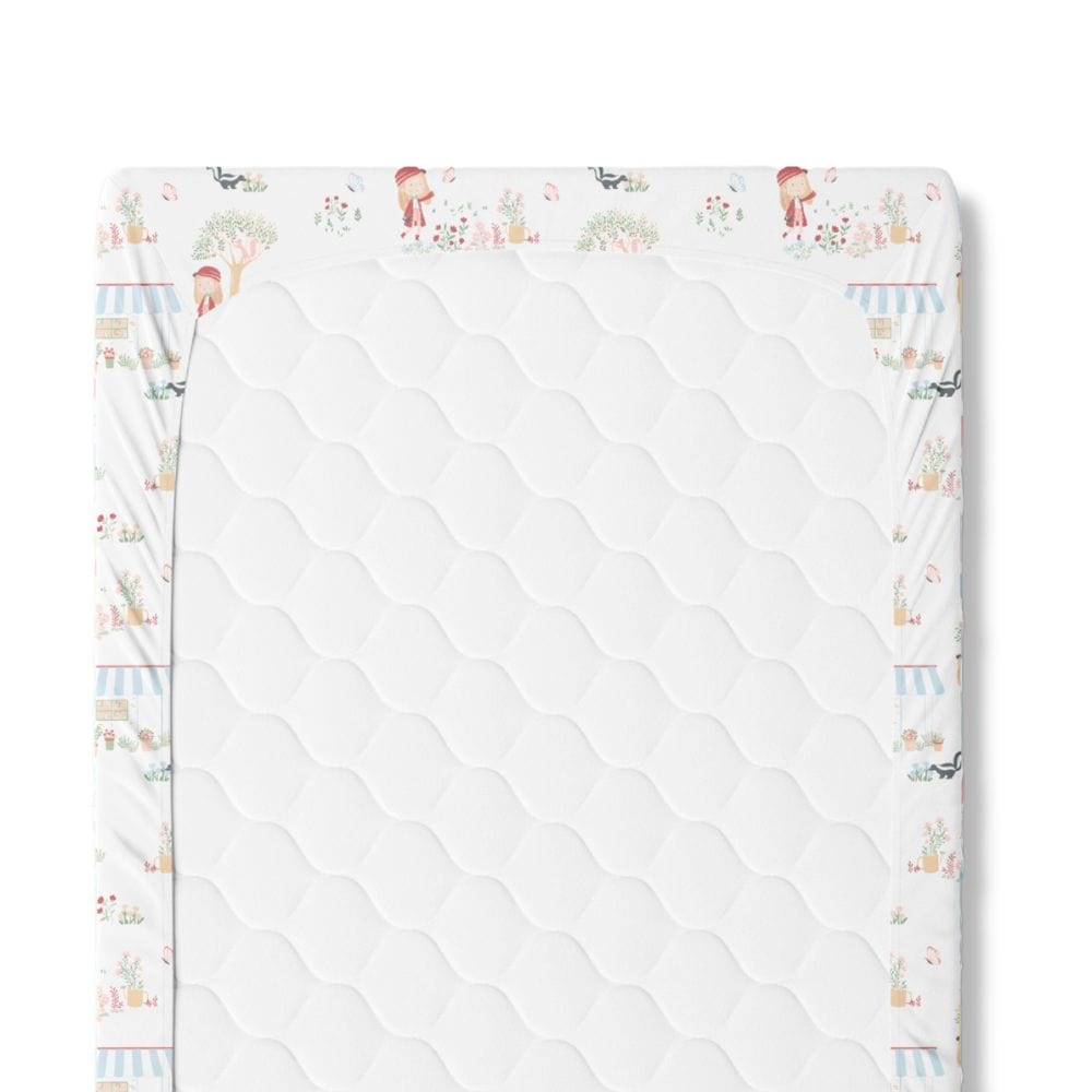 100% Cotton Fitted Crib Sheet, Scarlet in garden
