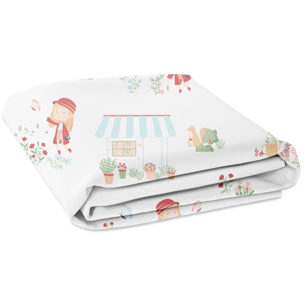 100% Cotton Fitted Crib Sheet, Scarlet in garden