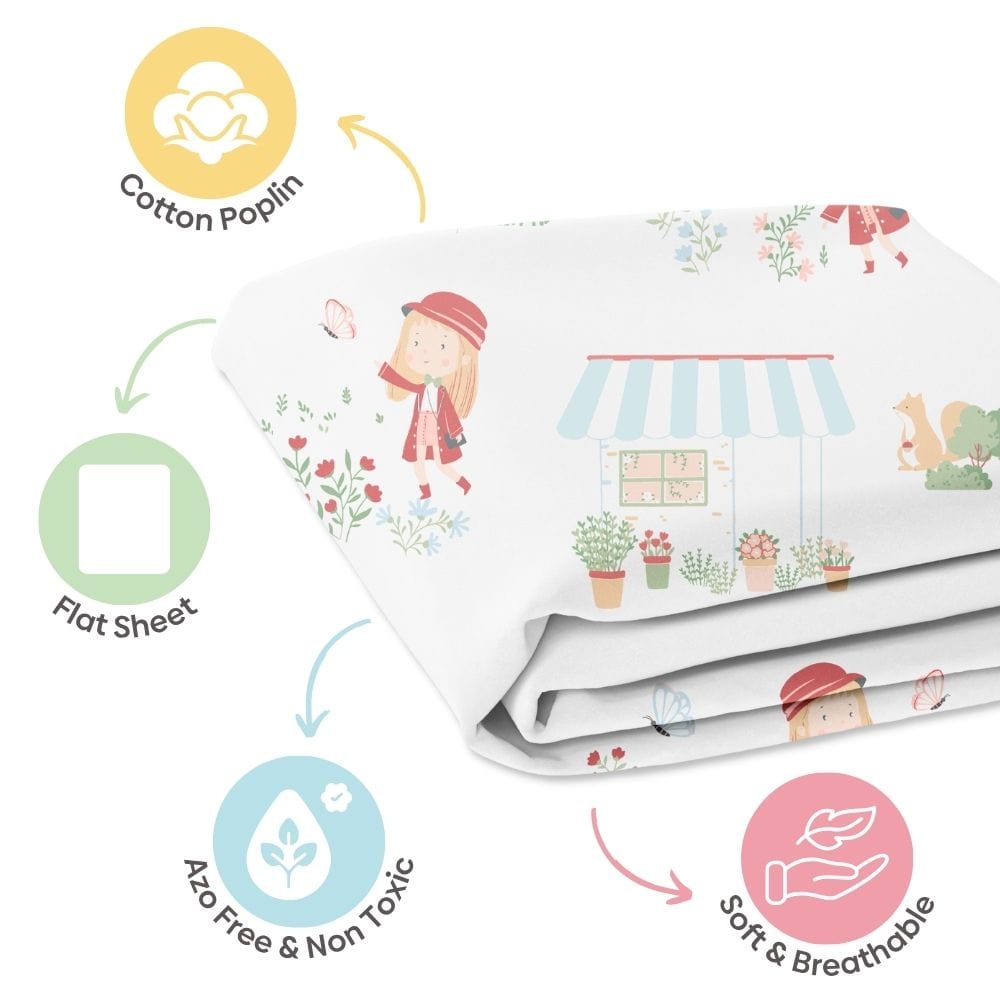 100% Cotton Fitted Crib Sheet, Scarlet in garden