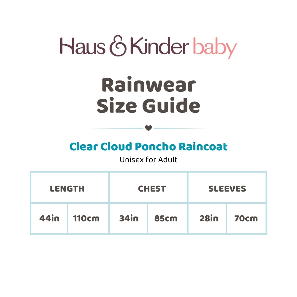 Clear Cloud Poncho Raincoat, White - Free size