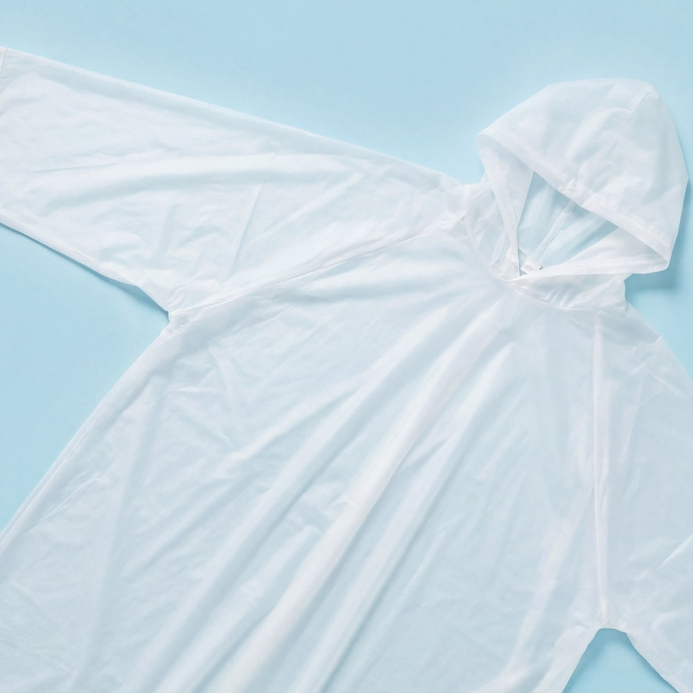 Clear Cloud Poncho Raincoat, White - Free size