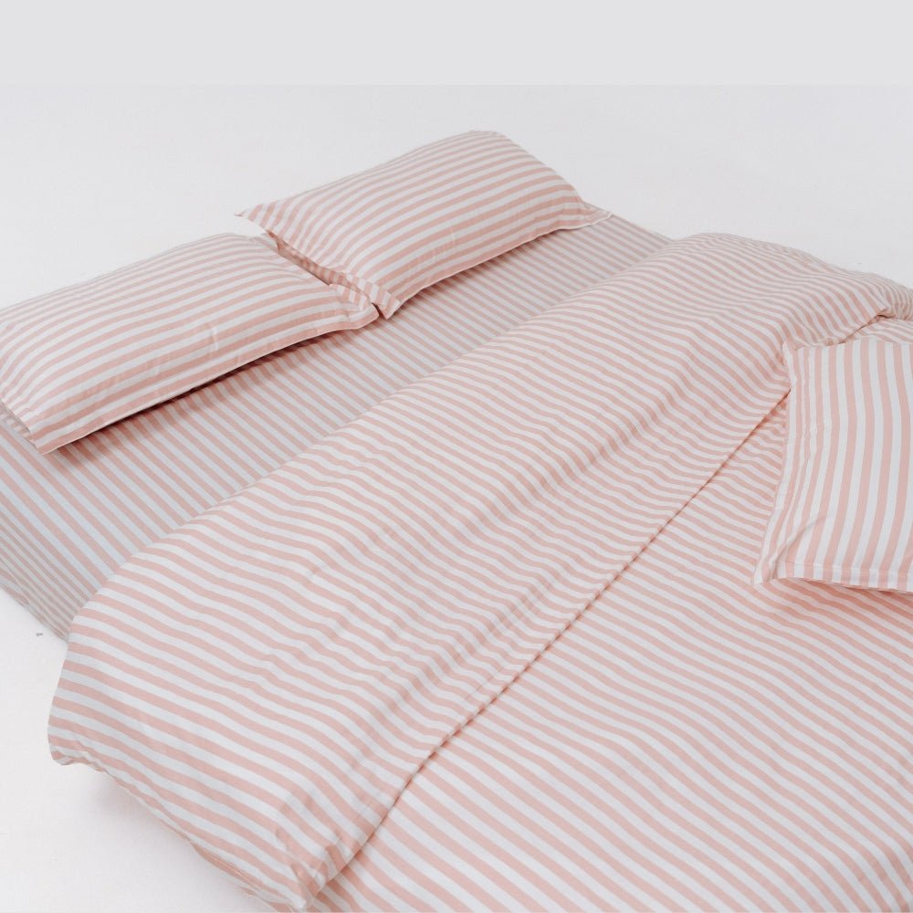 Momoiro Stripe 100% Cotton Double Bedsheet, 186TC - Double Size | haus & kinder