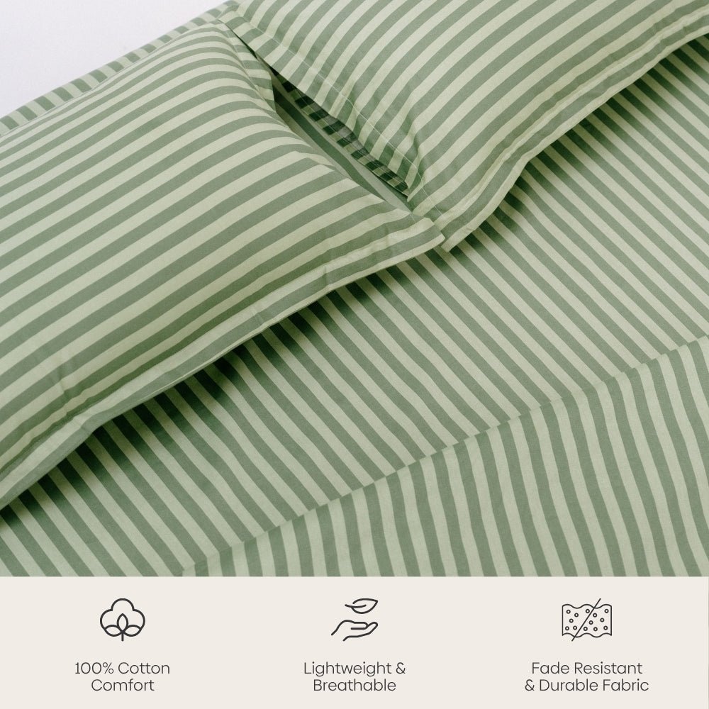 Tokiwairo Stripe 100% Cotton Double Bedsheet, 186TC - Double Size | haus & kinder