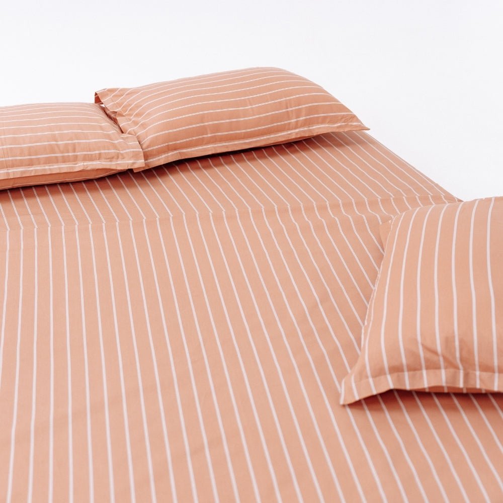 Kohaku Stripe 100% Cotton Double Bedsheet, 186TC - Double Size | haus & kinder