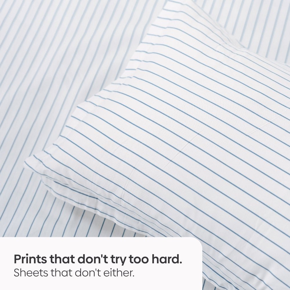 Ruri Stripe 100% Cotton Double Bedsheet, 186TC - Double Size | haus & kinder