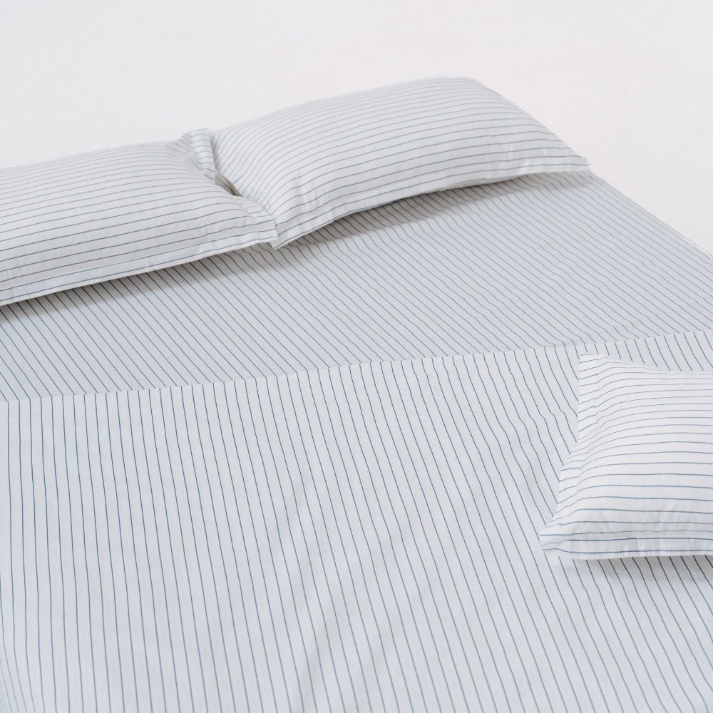 Ruri Stripe 100% Cotton Double Bedsheet, 186TC - Double Size | haus & kinder