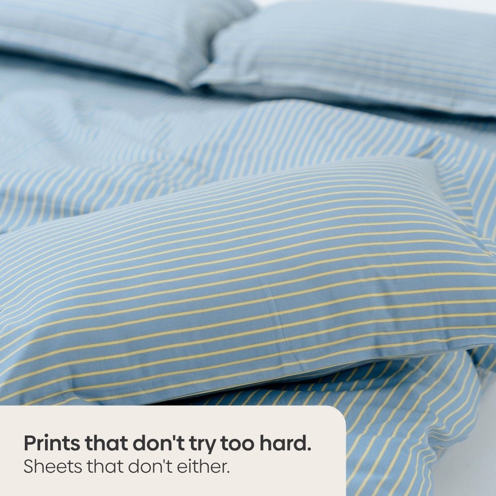 Seiran Stripe 100% Cotton Double Bedsheet, 186TC - Double Size | haus & kinder