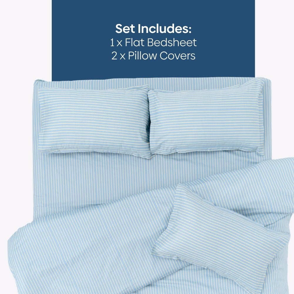 Seiran Stripe 100% Cotton Double Bedsheet, 186TC - Double Size | haus & kinder