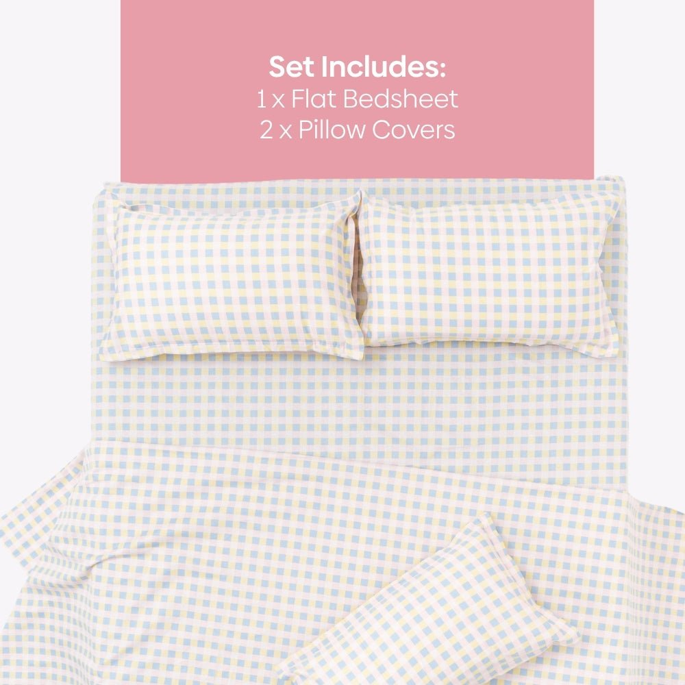 Awairo Check 100% Cotton Double Bedsheet, 186TC - Double Size | haus & kinder