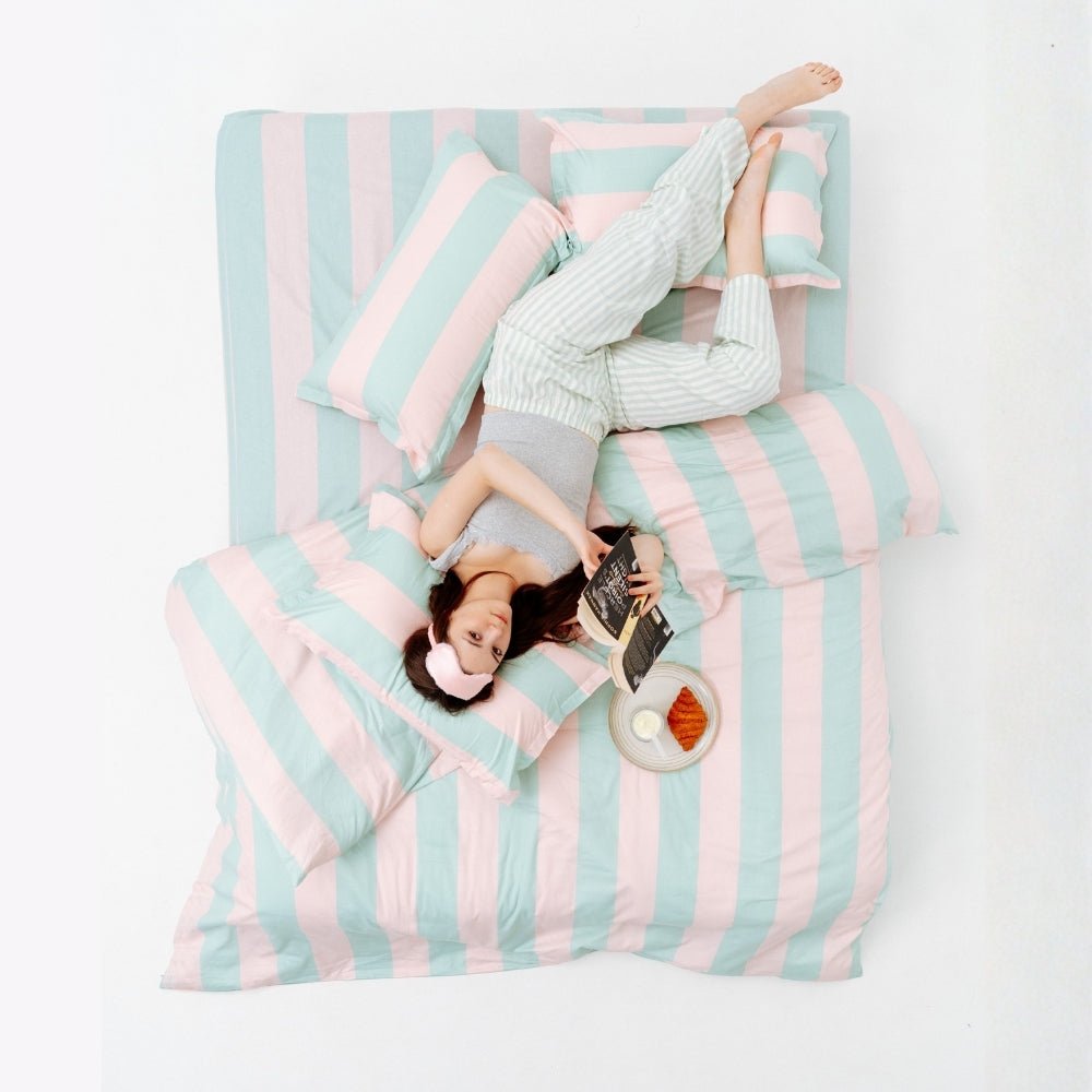 Nagomi Stripe 100% Cotton Double Bedsheet, 186TC - Double Size | haus & kinder