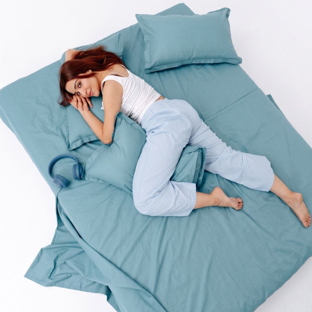 Seiji 100% Cotton Solid Double Bedsheet, 186TC