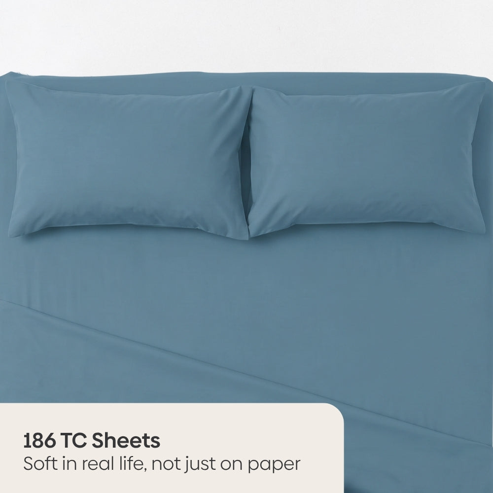 Seiji 100% Cotton Solid Double Bedsheet, 186TC