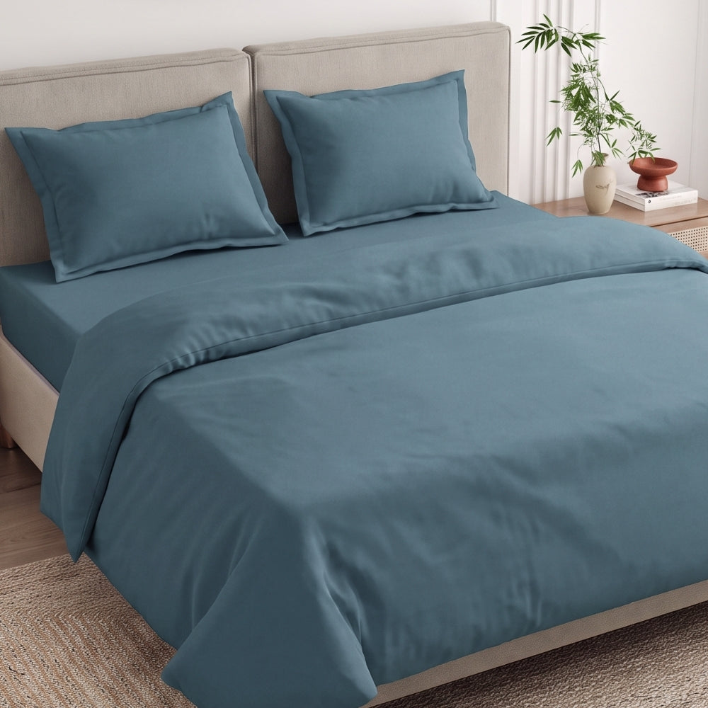 Seiji 100% Cotton Solid Double Bedsheet, 186TC